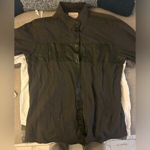 Men’s button up with leather stripe